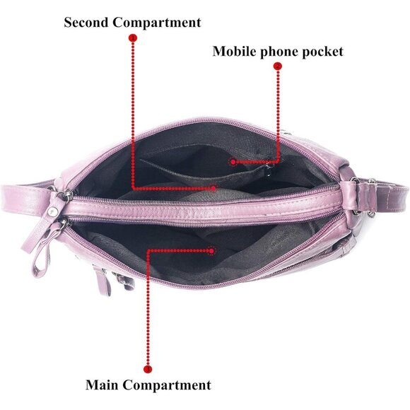 🆕 Volganik Rock PU Leather Shoulder Bag Women Pink Soft Pocketbooks Purse - Picture 4 of 7